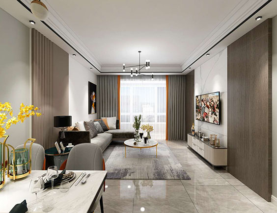 東南智匯城95㎡兩室兩廳現代簡約風格裝修效果圖